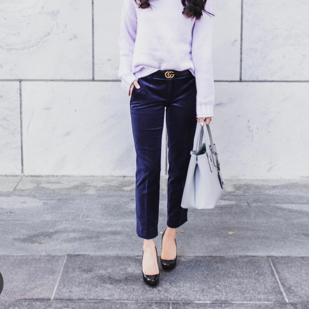J.Crew pants.  Stretch blue velvet. 28